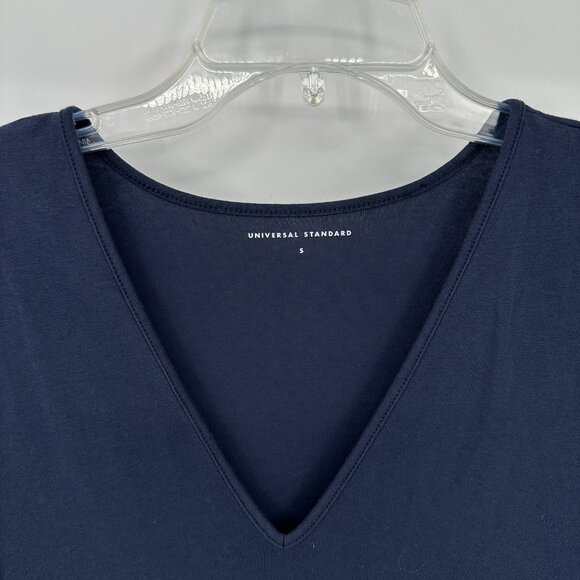 UNIVERSAL STANDARD GENEVA dress t shirt tee asymmetrical blue S US 14 16 - Picture 5 of 7